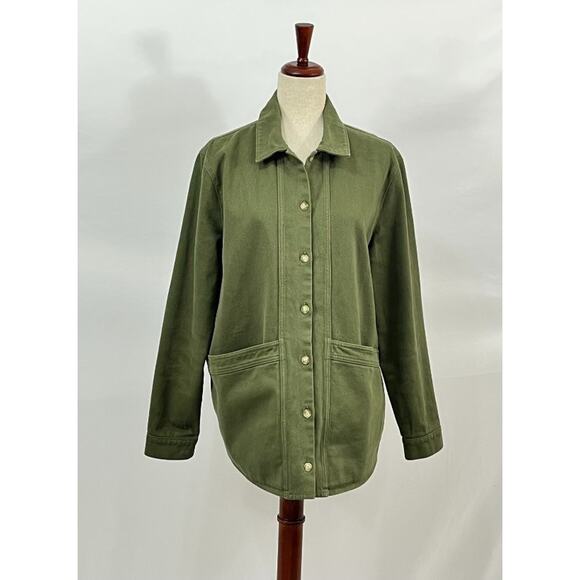 SEZANE Sz L Large Olive Green Will Jacket Coat Cotton - Picture 8 of 11